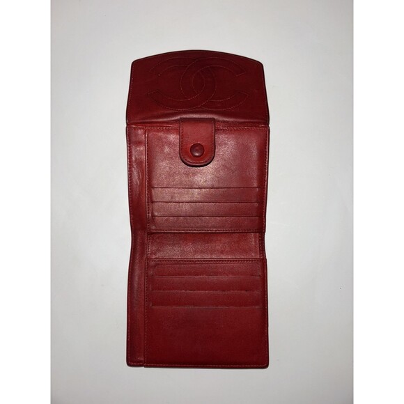 CHANEL Vintage Authentic Leather Timeless CC Wallet Red Flap Snap Closure - Picture 5 of 16